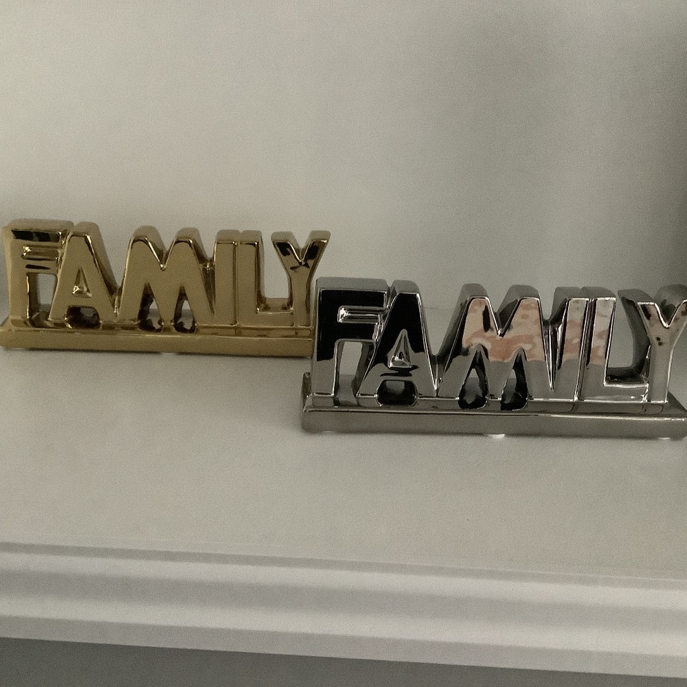“Family” Tabletop/Shelf Decor - Ceramic, Set of 2